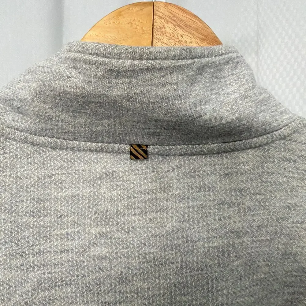 Billy Reid Sweatshirt Men’s XL Pullover Gray Herringbone 1/4 Zip Long Sleeve